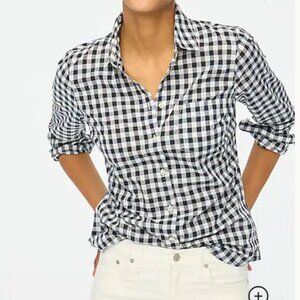 JCrew Factory Navy & White Gingham Button Down-LARGE